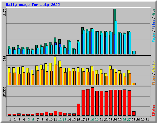 Daily usage for July 2025
